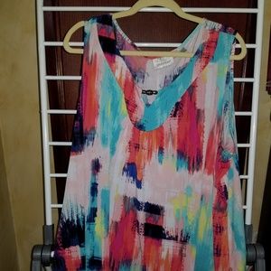 Colorful Brushstroke Dressy sharkbite Tank Top